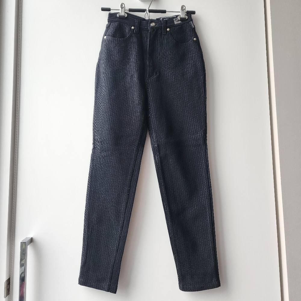 Vintage Versace Jeans Couture Knit Pinstripe Stretch Trouser Pants